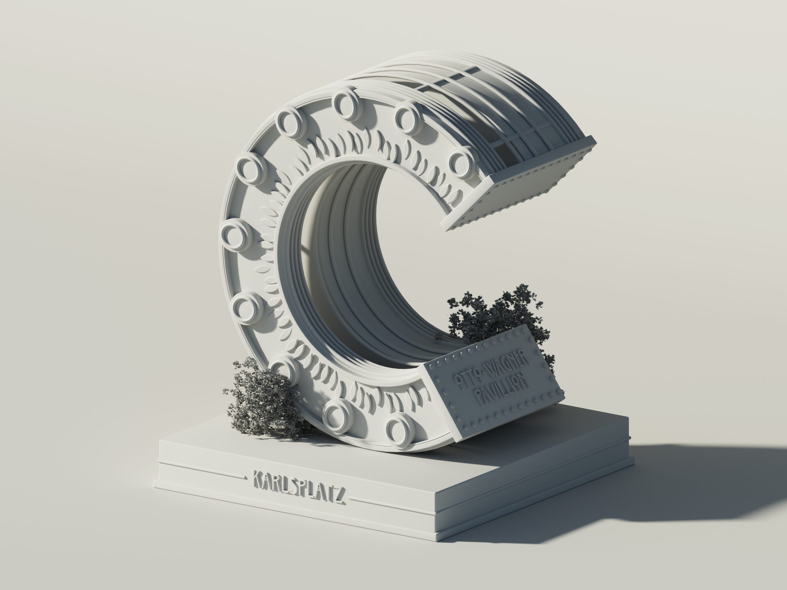 3D Illustration Buchstabe C clayrender