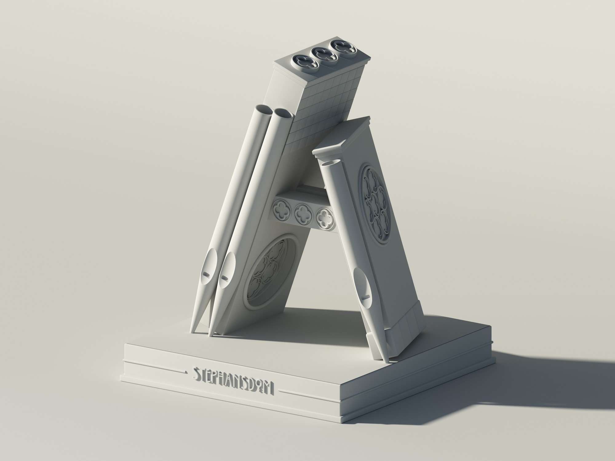 3D Buchstabe A clayrender