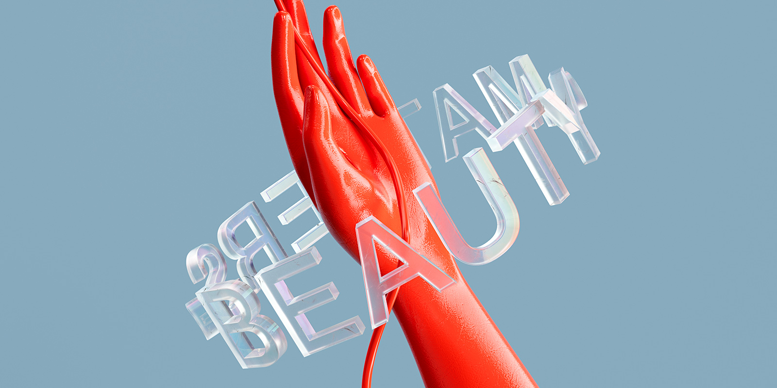 render rote hand und galss visual