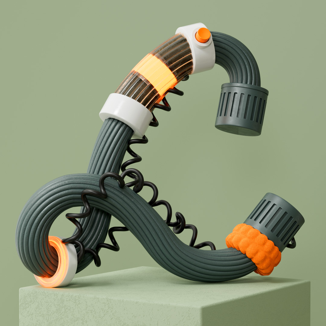 dreidimensionales Rendering Buchstabe L