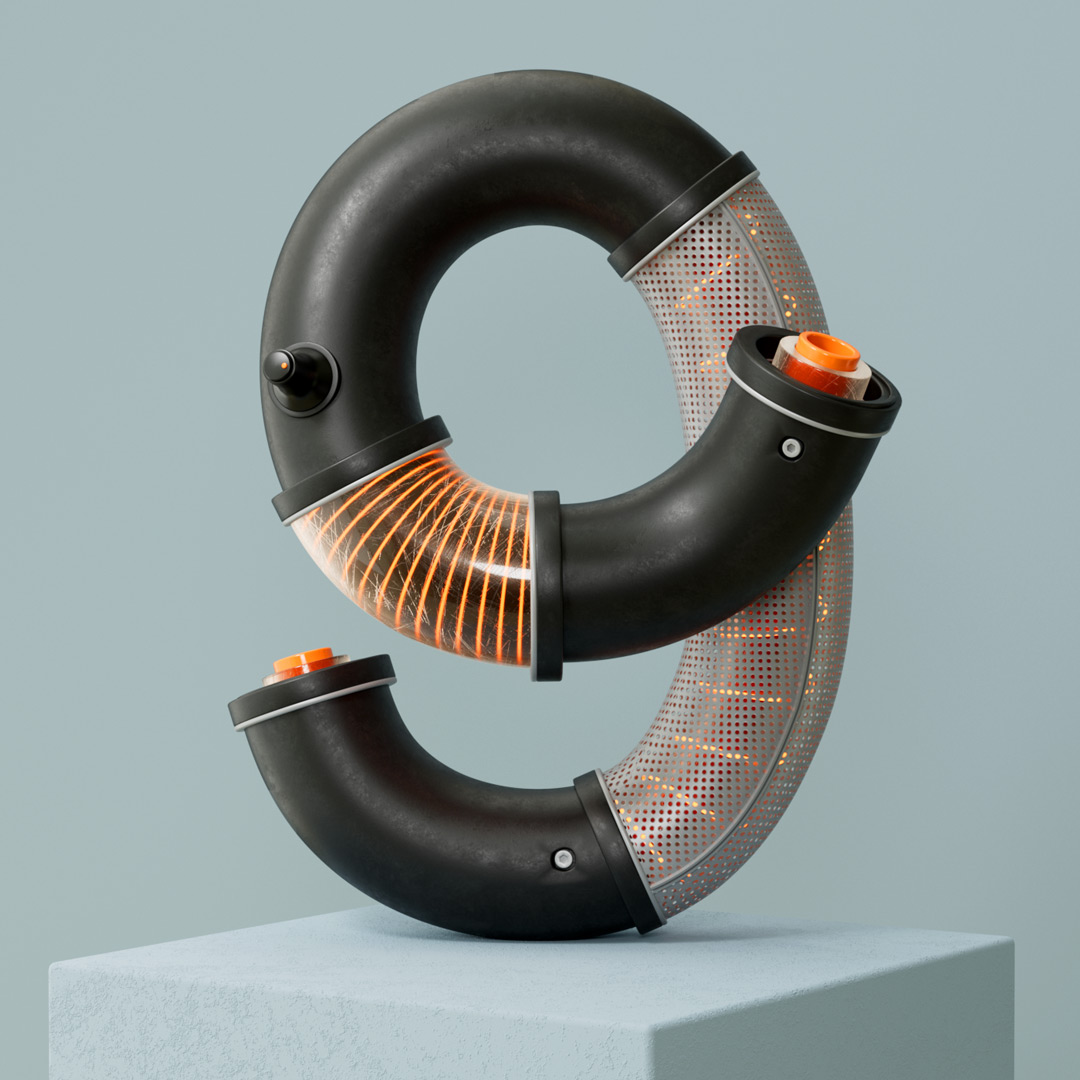 3d render mit cinema 4d von der ziffer 9 für die 36 days of type challenge