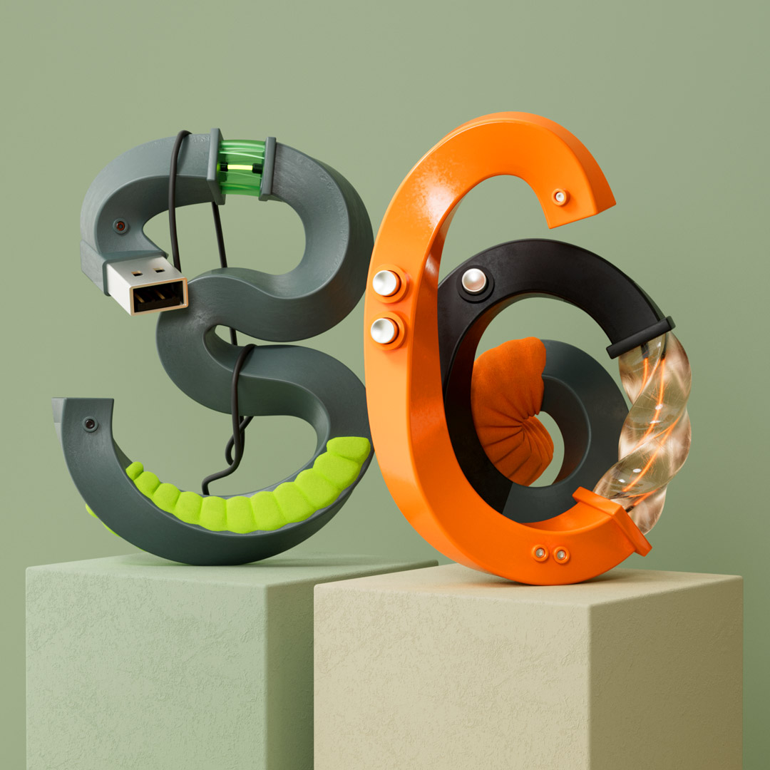 threedimensional lettering of number 3 and 6 as contribution for 36 days of type
